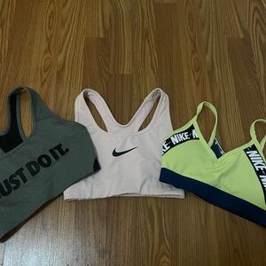 BUNDLE set of three Nike sports bras in size XS, multiple colors